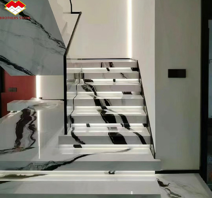 سلم بالرخام الأبيض من طراز باندا للتصميم الداخلي الحديث في الفندق