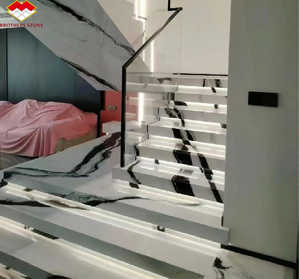 سلم بالرخام الأبيض من طراز باندا للتصميم الداخلي الحديث في الفندق