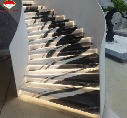 سهولة التثبيت درجات الرخام البيضاء مع التصميم الحديث وأضواء الحائط LED