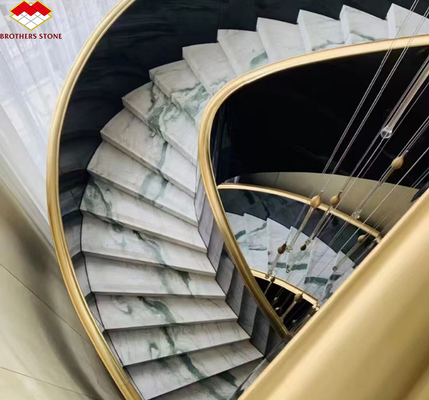 الدرج الفاخر بالرخام البيضاء للخام الطبيعي لتصميم الدرج المستقيم