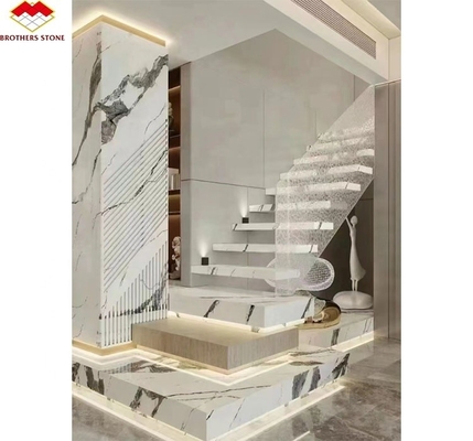سلم حجر مصنوع حسب الطلب للفخامة تصميم عصري بألوان مختلفة