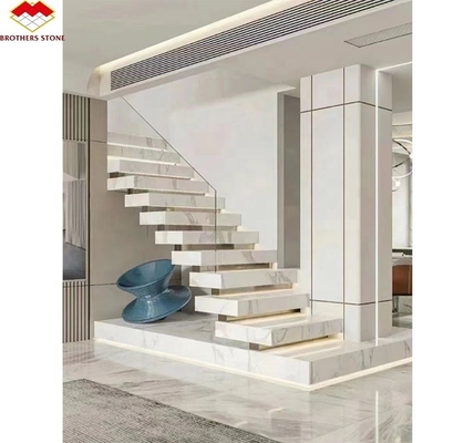 سلم حجر مصنوع حسب الطلب للفخامة تصميم عصري بألوان مختلفة