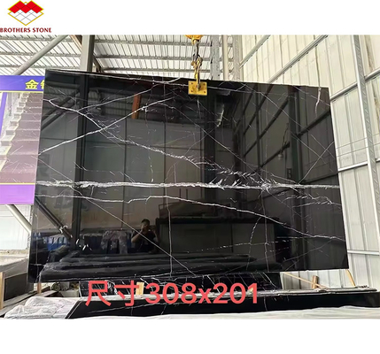 نيرون ماركينا الحديثة الأسود الأبيض الرخام الملمع اللوحات الطبيعية الكبيرة للفيلات الفندقية الداخلية