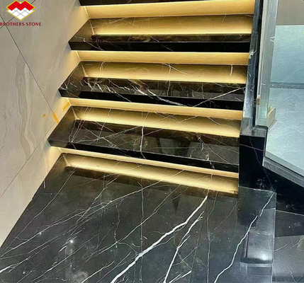 نيرون ماركينا الحديثة الأسود الأبيض الرخام الملمع اللوحات الطبيعية الكبيرة للفيلات الفندقية الداخلية