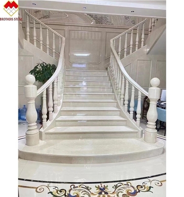 السلالم المنحنية المقاومة للانزلاق من الرخام البيج