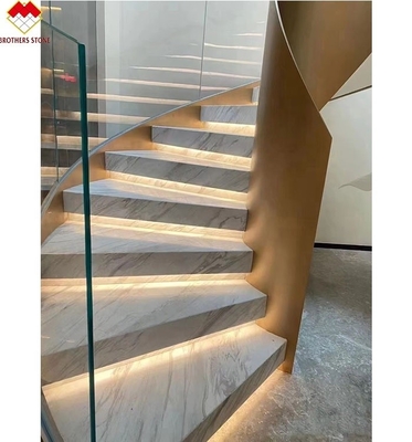 مصباح LED الحديث بعد الدرج الداخلي المضاد للنزلق تصميم الرخام الأبيض الكريستالي FOB