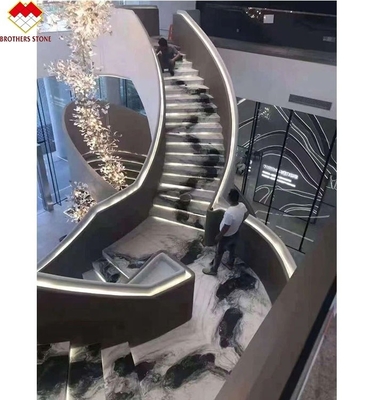 السلالم المدارية من الحجر الطبيعي مع ضوء LED وتصميم مضاد للنزلق