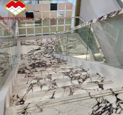 الكالاكاتا الفيولا الحديثة الرخام الأبيض مع شرائح الوردي الزهري رفع غرفة الطعام طاولة المطبخ طاولة الحمام السلالم
