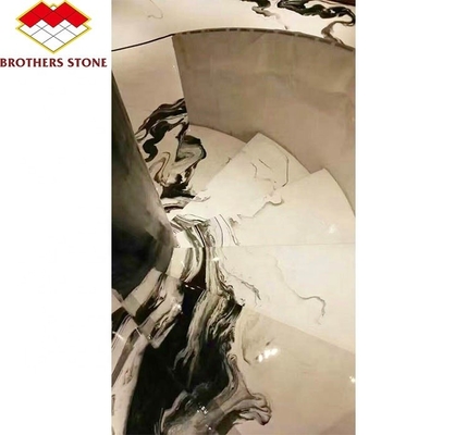 الباندا الحديثة السلالم الرخامية الكالسيتية البيضاء الحجرية السلالم الرخامية الزخرفية في الردهة