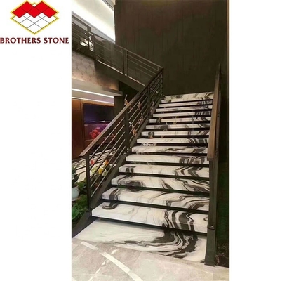 الباندا الحديثة السلالم الرخامية الكالسيتية البيضاء الحجرية السلالم الرخامية الزخرفية في الردهة