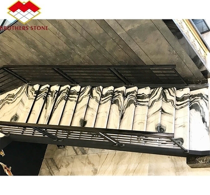 الباندا الحديثة السلالم الرخامية الكالسيتية البيضاء الحجرية السلالم الرخامية الزخرفية في الردهة