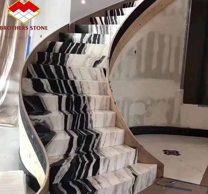 التصميم الحديث داخل السلالم الدرج المرتفع المادة الحجرية الطبيعية الملمعة للداخل
