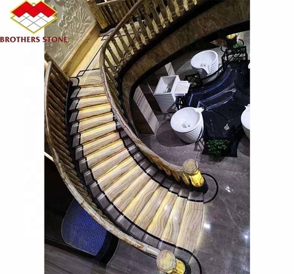 الحجر الطبيعي الصفيحة الكبيرة المقطوعة إلى الحجم الصفيحة الحجرية المزخرفة السلالم الرخامية الحديثة لفيلا داخلية