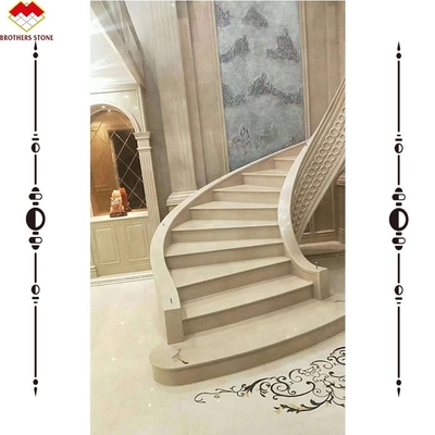 سلم قوس عصري داخلي مخصص من الرخام Waterjet تصميم للداخل المنزل