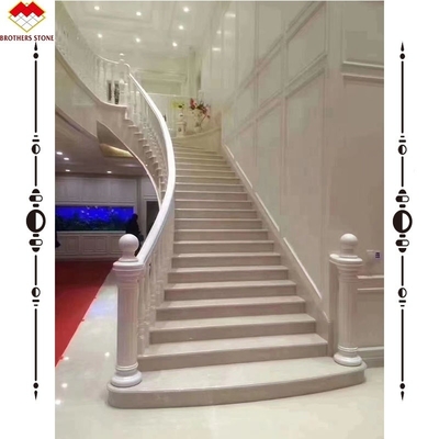 سلم قوس عصري داخلي مخصص من الرخام Waterjet تصميم للداخل المنزل