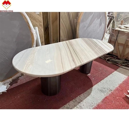 طاولة باليساندرو الزرقاء الرخامية طاولة طعام حديثة مع رسومات وحجم 180 * 90 سم