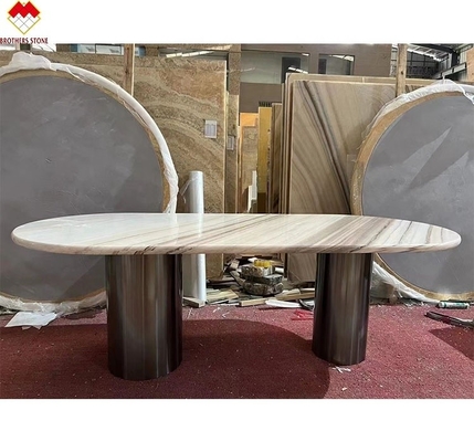 طاولة باليساندرو الزرقاء الرخامية طاولة طعام حديثة مع رسومات وحجم 180 * 90 سم