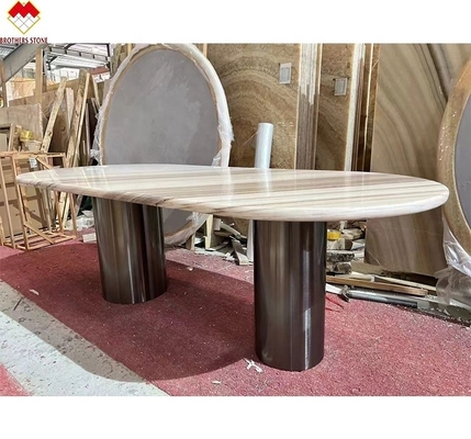 طاولة باليساندرو الزرقاء الرخامية طاولة طعام حديثة مع رسومات وحجم 180 * 90 سم