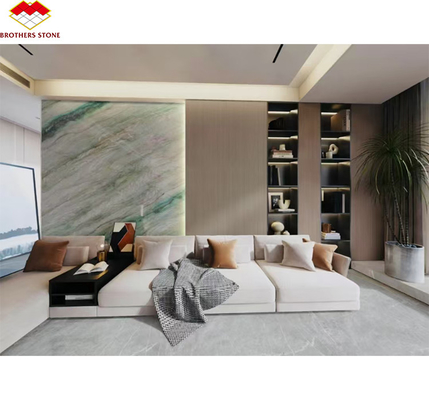 الكوارتزيت الخضراء الملكية الملمعة الطبيعية الخضراء غايا الرخامية البلاط الكبير للأسطح الفندقية والديكور الجداري لطاولة القهوة