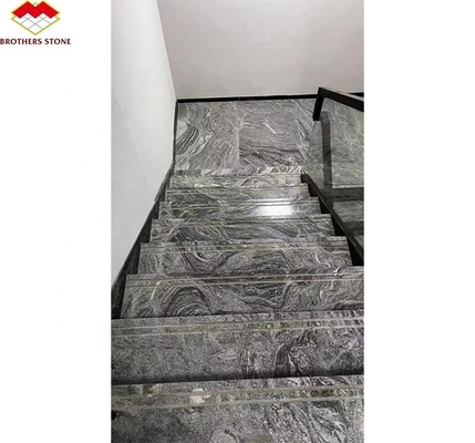 فندق حديث مقطوعة الطلاء الطبيعي الحجر الرمادي الداكن الجرانيت مع الأوردة البيضاء السلم