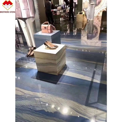 أزرق أزرق مكاباس الكوارتزيت الحجر الملمع السطح المزين التصميم الجرافيكي لنهاية المنزل