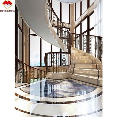 التصميم الأوروبي الحبوب الرمادية البيضاء الحجر الرخامية المنحوتة السلالم الممرات والرفعات الطراز الحديث السلالم الداخلية الزخرفية