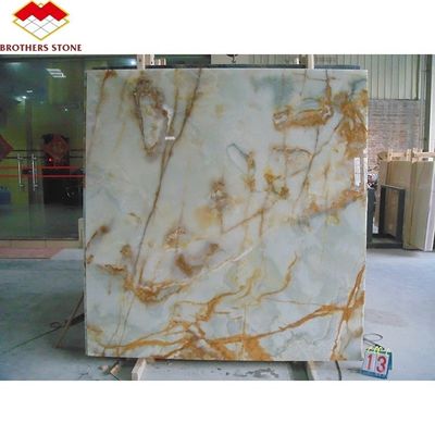 15-18 ملم سمك البلاط الرخامية الأجيت والصفيح الذهبي للديكور الداخلي