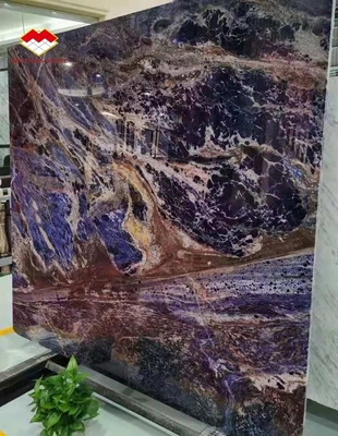 قوة الضغط 50.4 MPa الرخام الباهيا الأزرق حلم الحجر المضيء خلفيا للفندق والفيلا