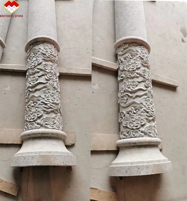 عمود الإغاثة من الحجر الطبيعي لتصميم العمود المجوف في الخارج في ديكور الفنادق
