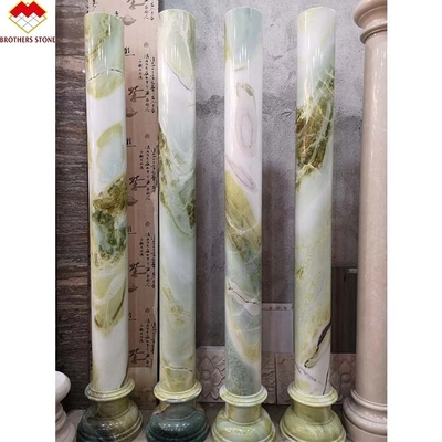 الزخرفة الحبر الأخضر الأبيض الأوردة الرخام العمود العمود الروماني المجوف 15-30mm سمك