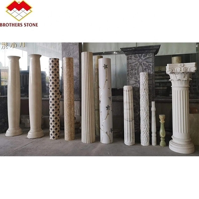 الزخرفة الحبر الأخضر الأبيض الأوردة الرخام العمود العمود الروماني المجوف 15-30mm سمك