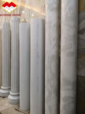 الزخرفة الحبر الأخضر الأبيض الأوردة الرخام العمود العمود الروماني المجوف 15-30mm سمك
