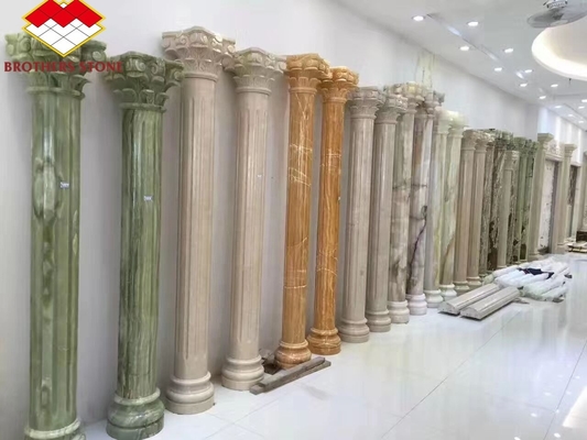 الزخرفة الحبر الأخضر الأبيض الأوردة الرخام العمود العمود الروماني المجوف 15-30mm سمك