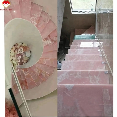 البلاط الخزفية الوردية المضيئة بالخلفية تصميم هندسي ألواح الطاولة الوردية الخفيفة سعر الجملة السلالم الوردية الشفافة
