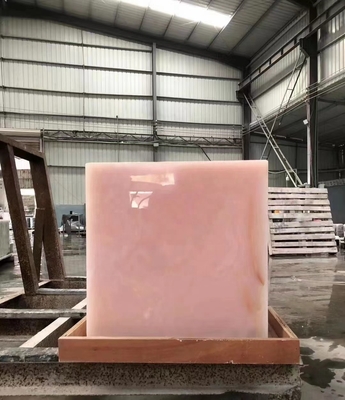البلاط الخزفية الوردية المضيئة بالخلفية تصميم هندسي ألواح الطاولة الوردية الخفيفة سعر الجملة السلالم الوردية الشفافة