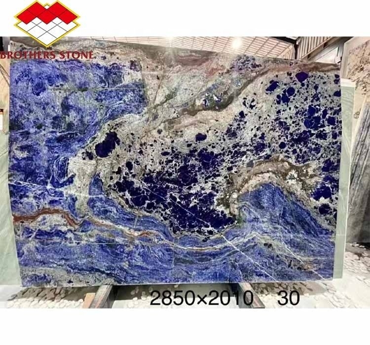 البلاط الرخامى الأزرق الحديث الملمع للقاعة الطعام والمساحة المعيشية