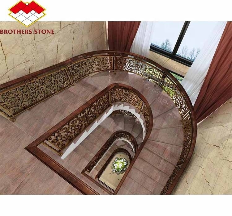 السلالم الحمراء الجرانيتية الحديثة المقطوعة حسب الحجم والبلاط الأرضي مع سطح مضاد للنزلق الملمع